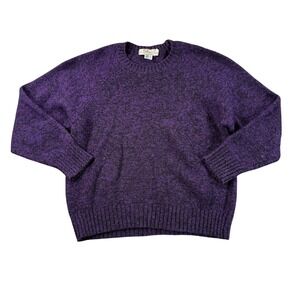 Talbots Sweater Womens M PETITE Purple Fleck Pullover All Pure Wool VTG READ